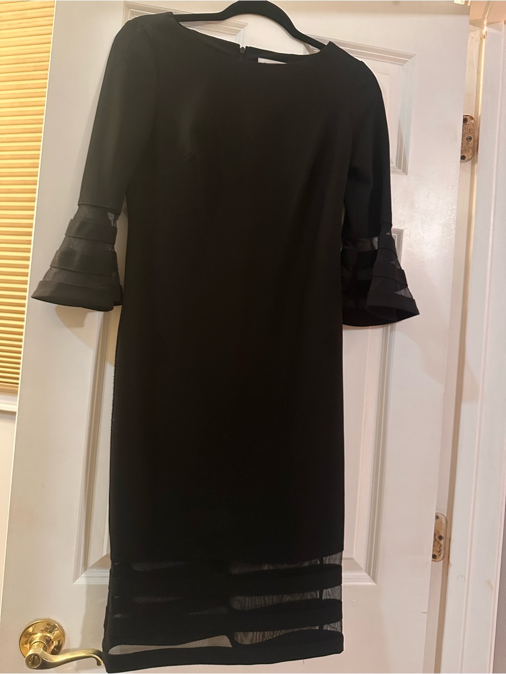 Calvin Klein Black Midi Dress with Layered Bell Sleeves